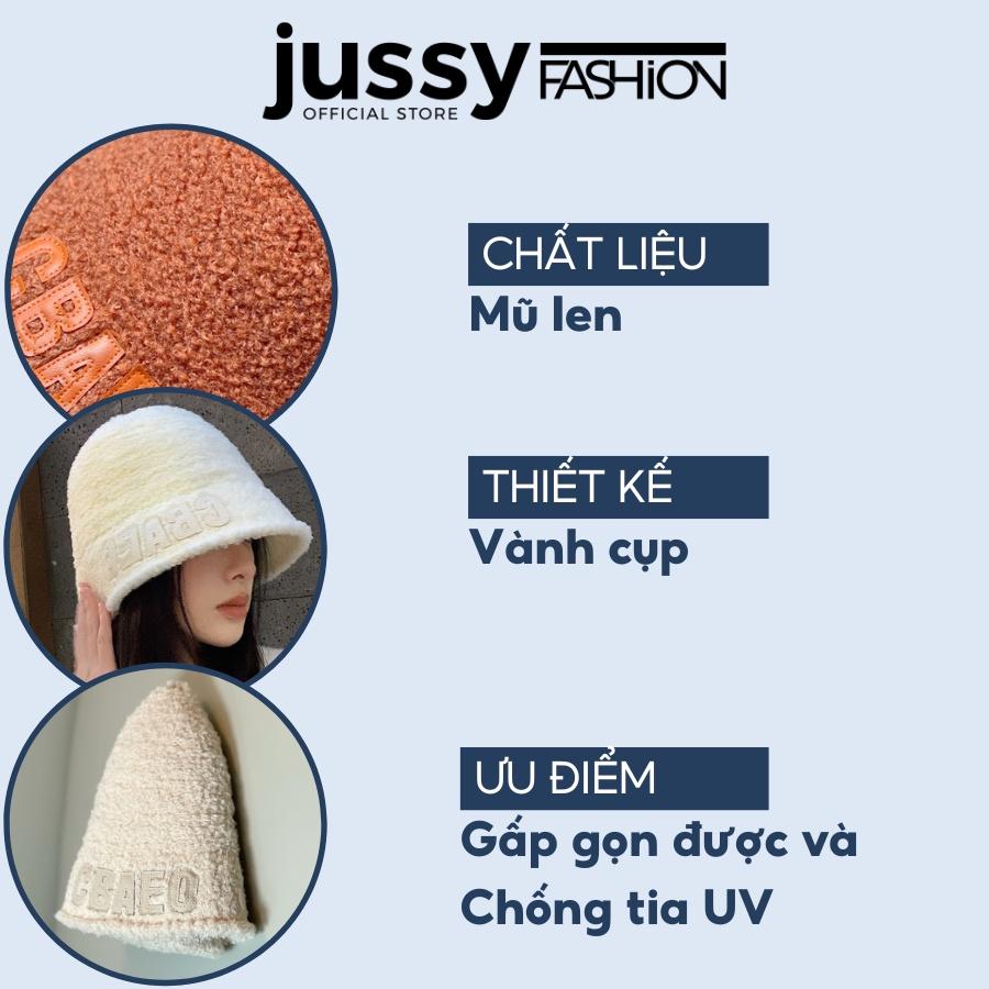 Mũ Bucket Len Lông CBAEO Vành Cụp Jussy Fashion Nón Tai Bèo Len Lông Cừu Hot Trend Chất Len Dày Giữ Ấm Đầu Nhiều Màu