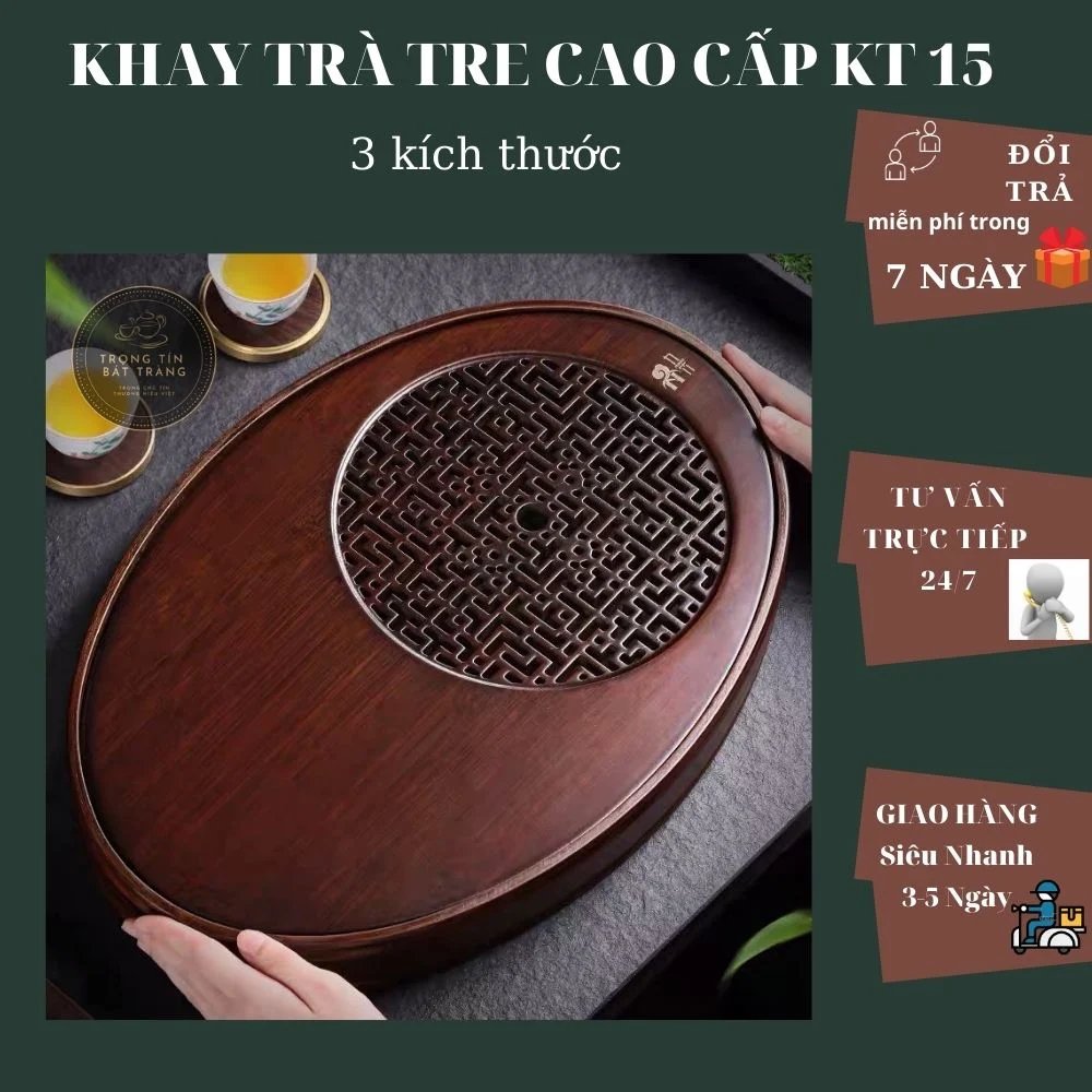 Khay Trà Tre Cao Cấp Bầu Dục KT 15