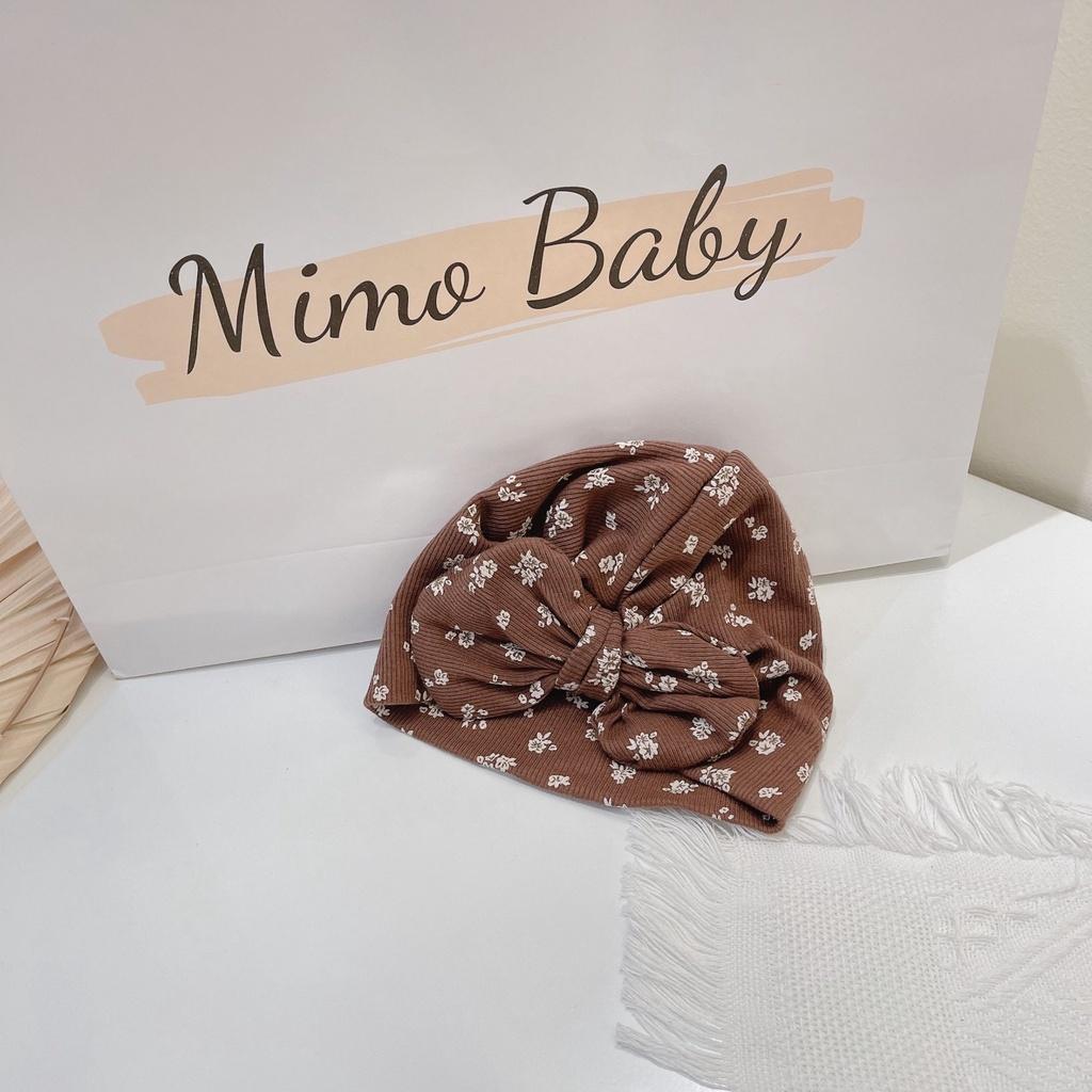 Mũ nón turban nâu hoa nhí đáng yêu cho bé 6-10kg Mimo Baby MTB73