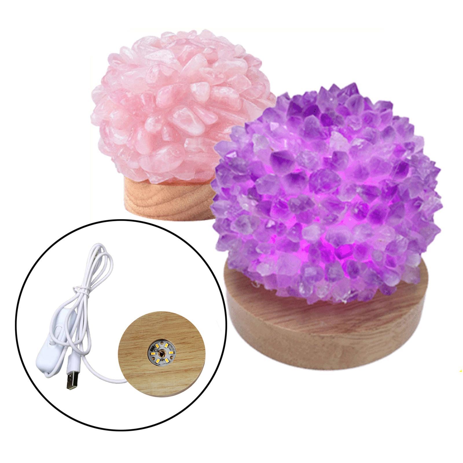 Set of 2 LED Night Light Base Acrylic Display Holder Lamp for Crystals Light