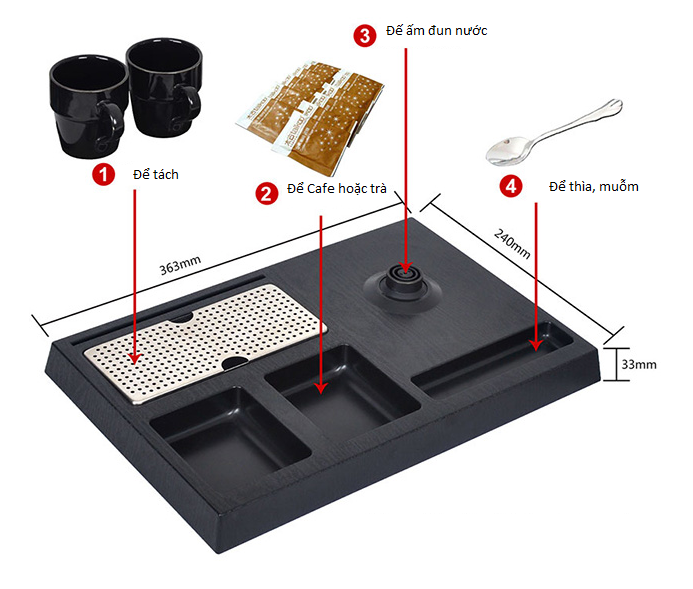 Bộ Ấm Siêu Tốc, Bàn Trà, Cốc Sứ uống Trà Dành cho Khách sạn 5* và văn phòng. K82W