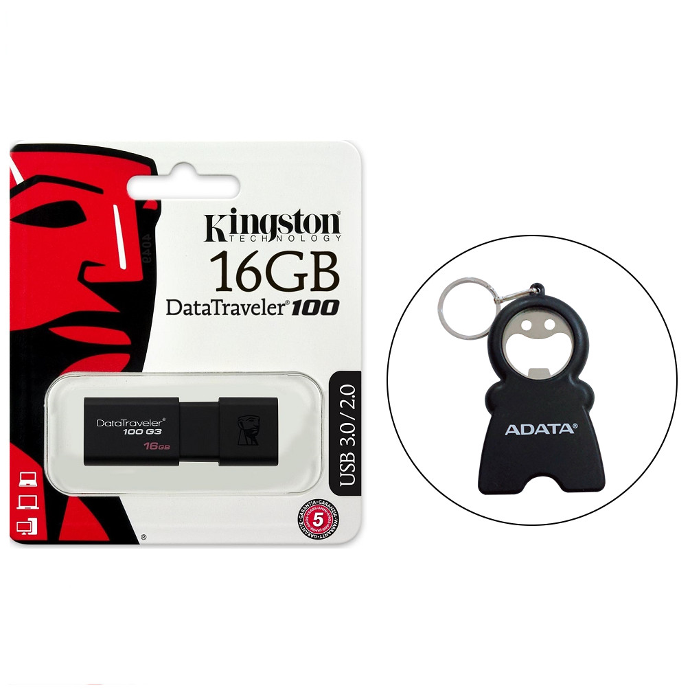 USB Kingston DT100G3 16GB USB 3.0 - Hàng Chính Hãng + Tặng kèm móc khóa đa năng