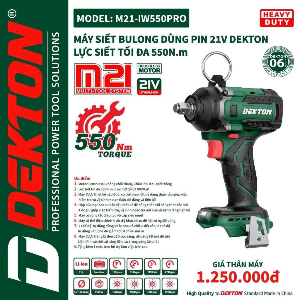Máy Siết Bulong 550nm DEKTON M21-IW550PRO- Lực siết lớn_ Hàng chính hãƞg
