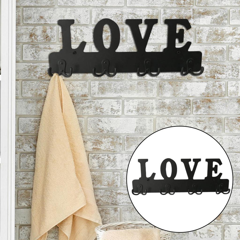 Steel Hooks w/ Love Letter Coat Clothes Door Holder Rack Hook Wall Hanger