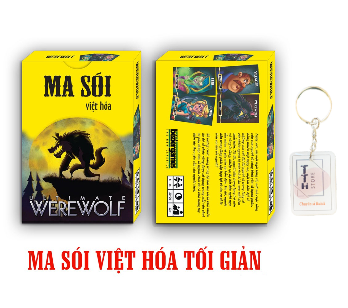 Bộ Bài Ma Sói Việt Hóa Cơ Bản  24 Lá Chống Thấm Nước Kèm Móc Khóa TTH