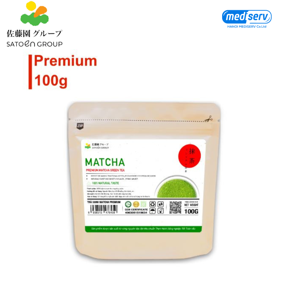 Bột Matcha Premium Satoen Nhật Bản – Sản xuất từ lá trà thượng hạng - Chống lão hóa, thải độc gan - Túi 100g/250g