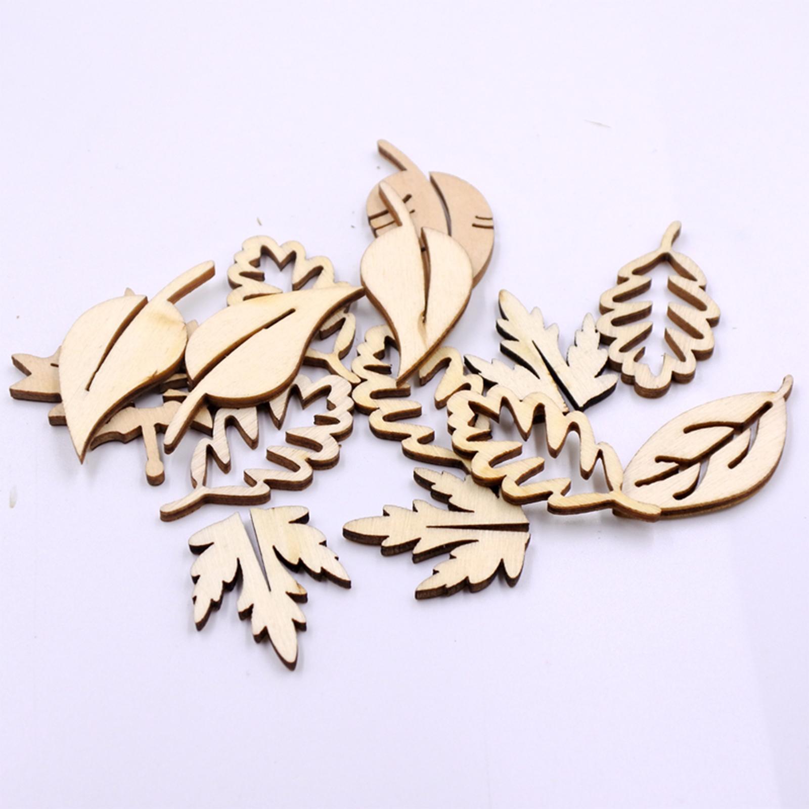 50 Pieces Unfinished   Slices Wooden Home Wedding Ornaments Discs