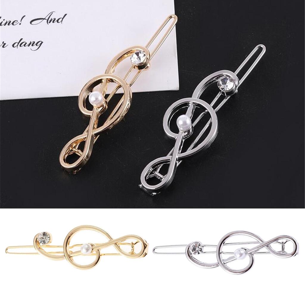 4Pack Hairpin Clip Note Crystal Pearl Hair Snap Clamp Girls Hair Accessories