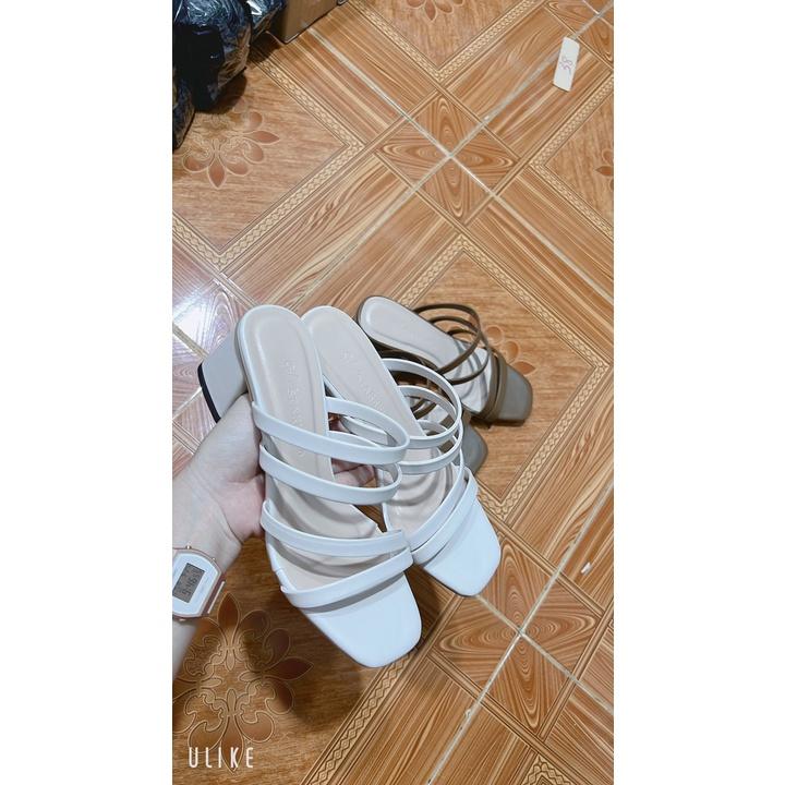 Sandal 5f gót vuông quai mảnh( guốc 4 dây) 2 màu đen trắng
