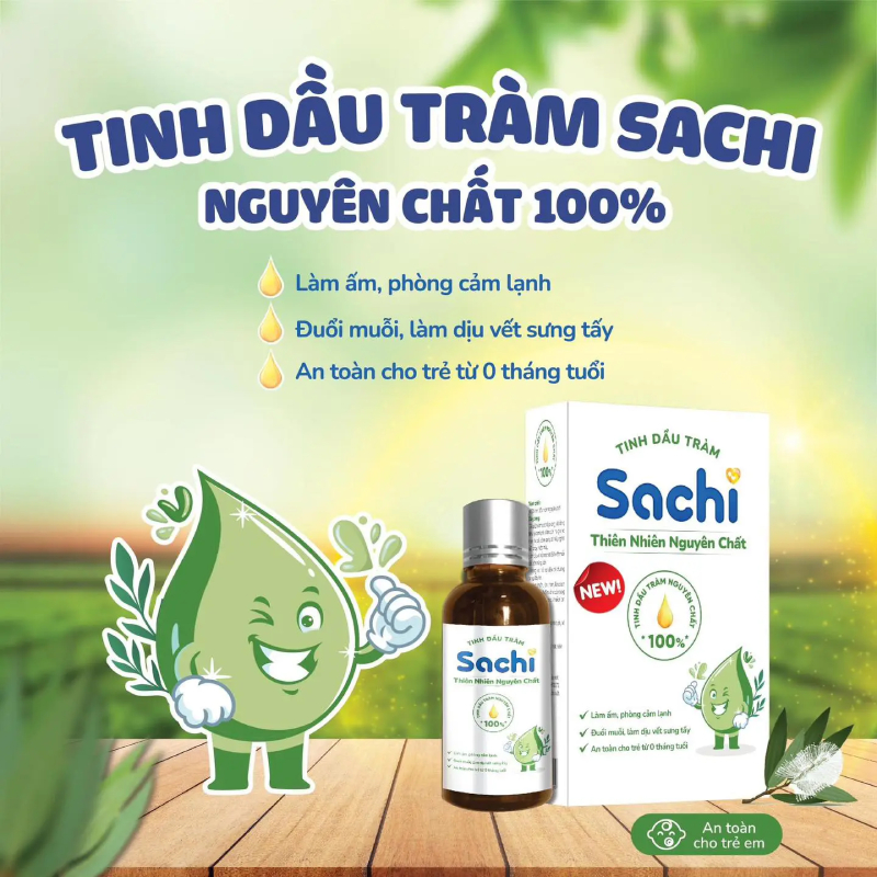 Dầu tràm nguyên chất Sachi 30ml cho mẹ và bé