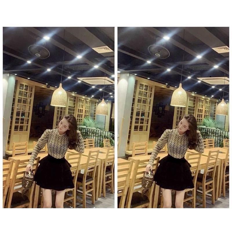 Set váy đầm tầng xếp ly Áo ren sexy Hàn Quốc loại đẹp