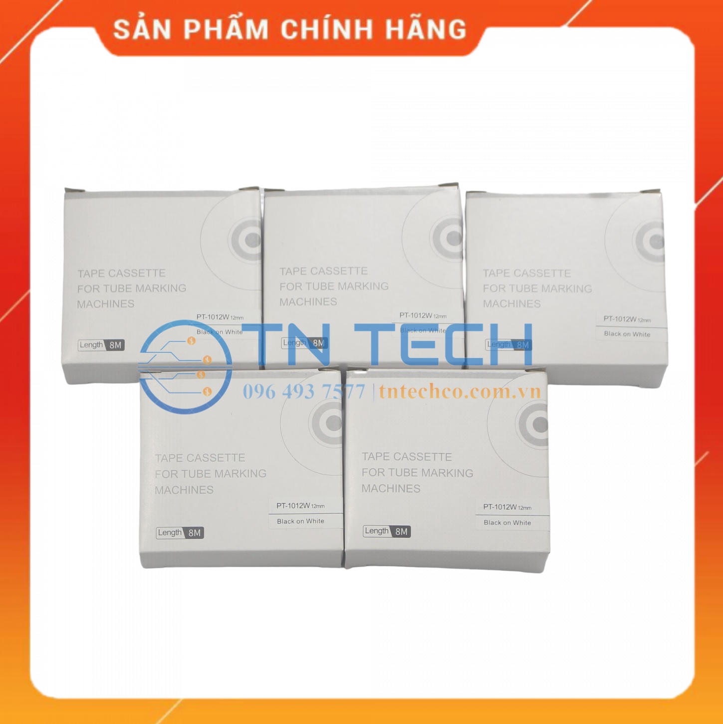 Nhãn in PUTY PT-1012W - Chữ đen nền trắng 12MM x 8M - Dùng cho máy in ống PUTY PT-1010 [Hàng nhập khẩu]