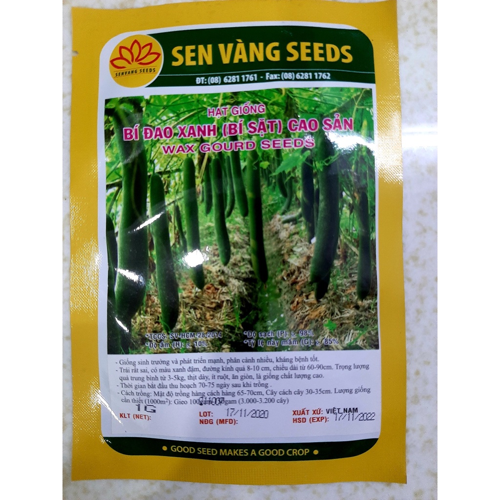 Hạt Giống Bí Đao Xanh Cao Sản Sen Vàng Gói 1gram