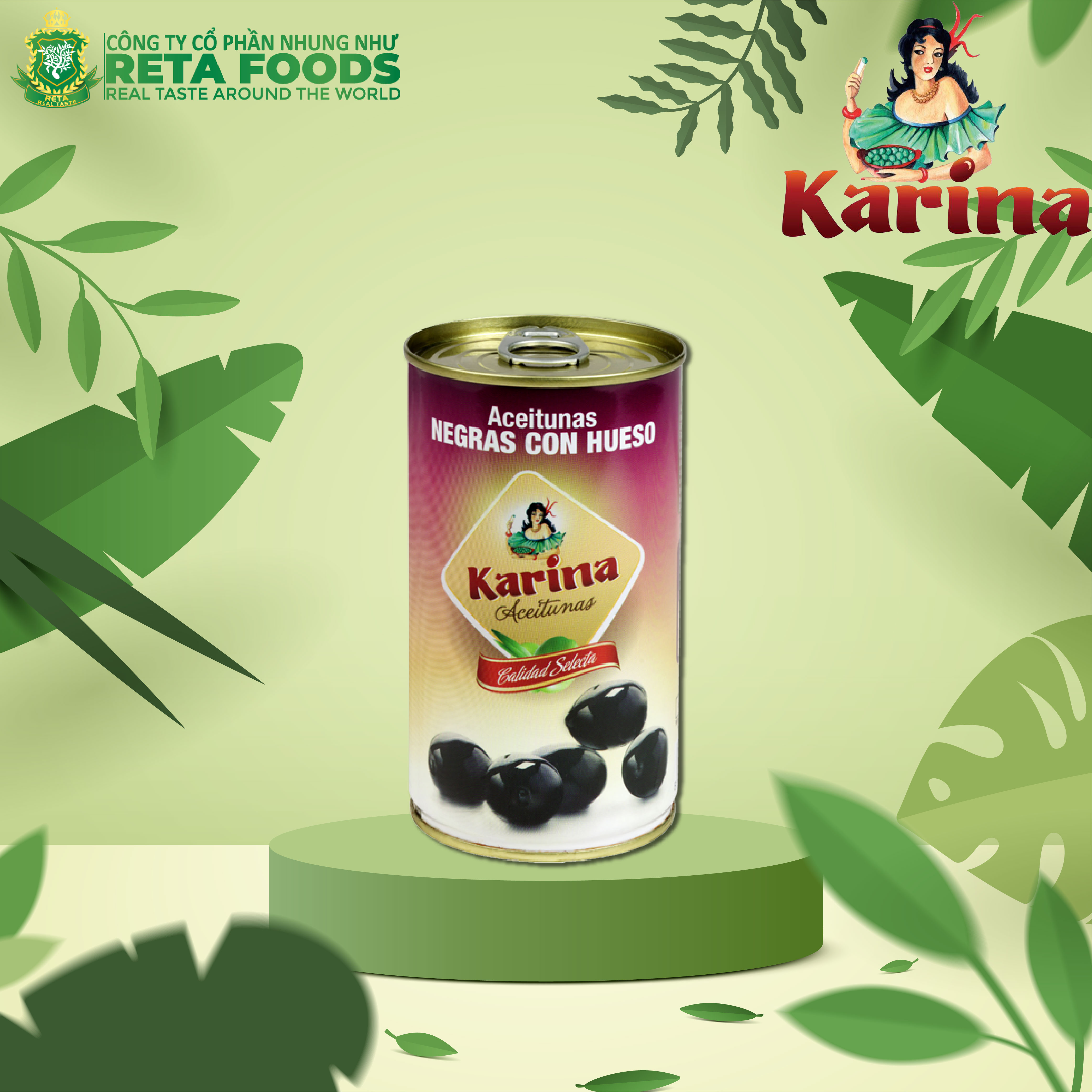 Trái oliu Karina đen nguyên hạt Black olives 350 Gr