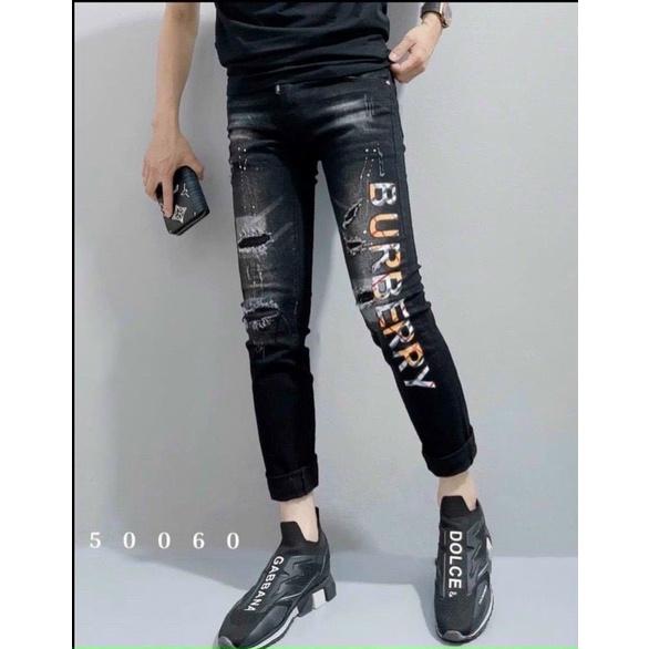 quần jean nam dài đen rách thêu logo cao cấp đẹp mẫu mới nhất giá cực tốt KAYSTORE