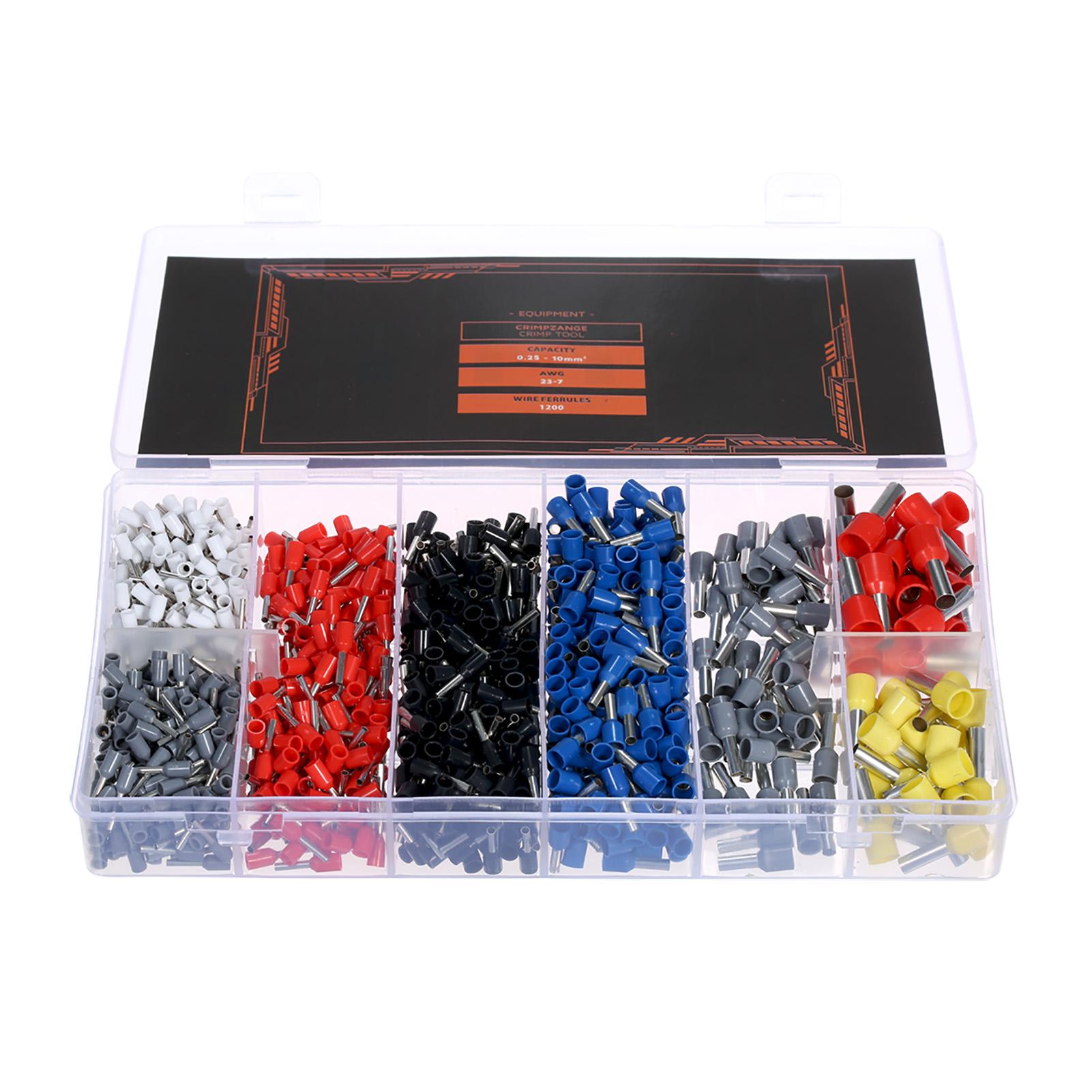 1200Pcs Assorted Wire Ferrule Kit with Crimper 22/20/18/16/14/12/10/7AWG Wire End Ferrules Terminal Ferrule Connectors