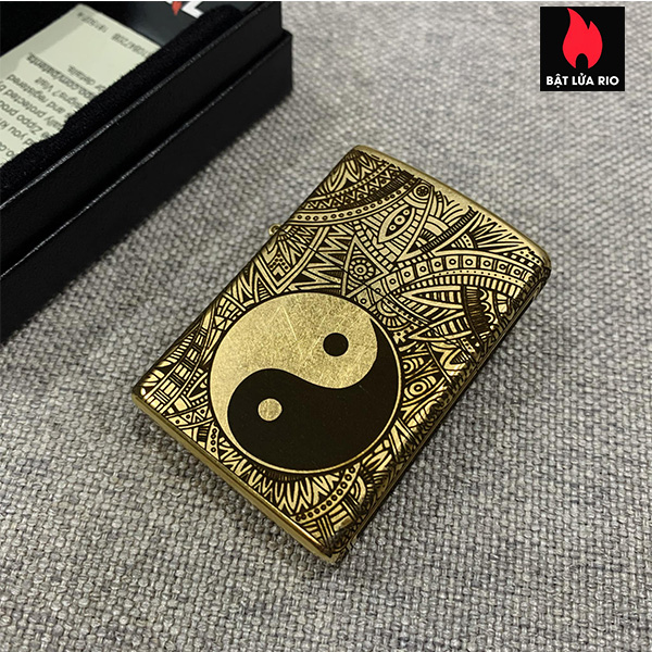 Bật Lửa Zippo Gold Dust 207G Khắc Bát Quái Âm Dương Ngũ Hành 4 Mặt – Zippo 207G.Amduong03