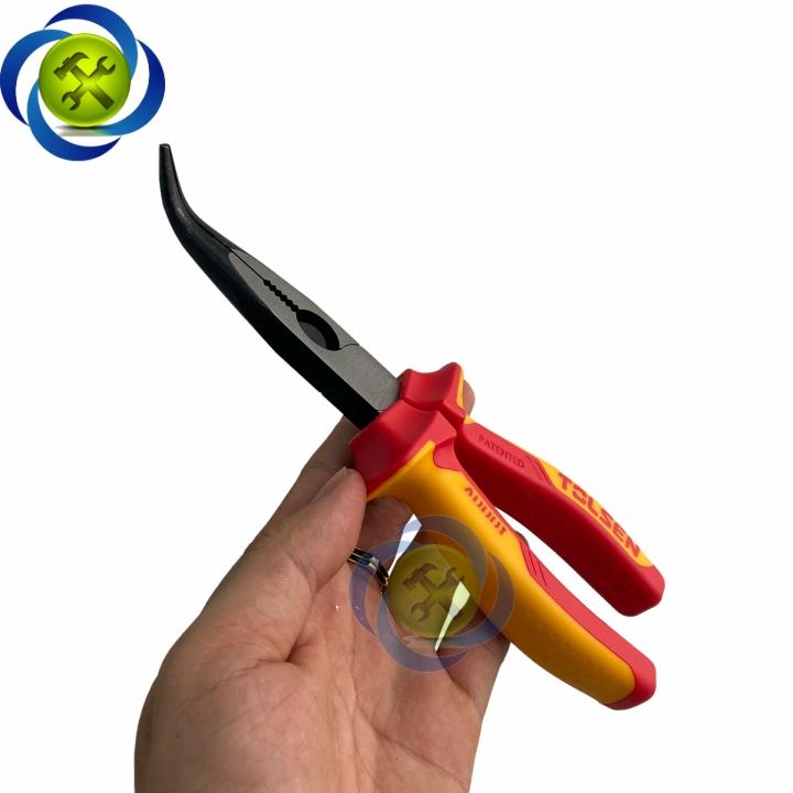 Kìm mũi nhọn cong cách điện 1000V Tolsen V16028 200mm