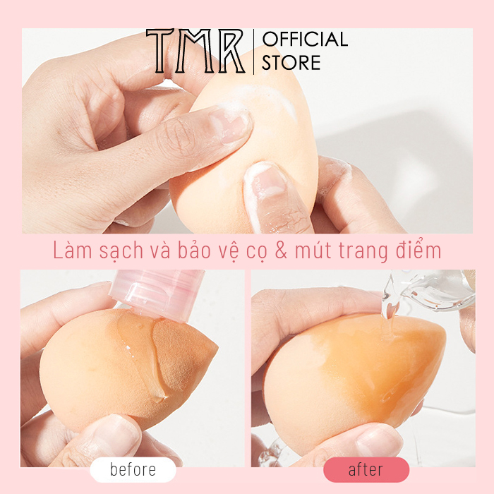 [Set 3] Bộ dụng cụ vệ sinh cọ trang điểm TMR Clean and Dry Combo set giỏ phơi cọ, nước rửa cọ tiện lợi