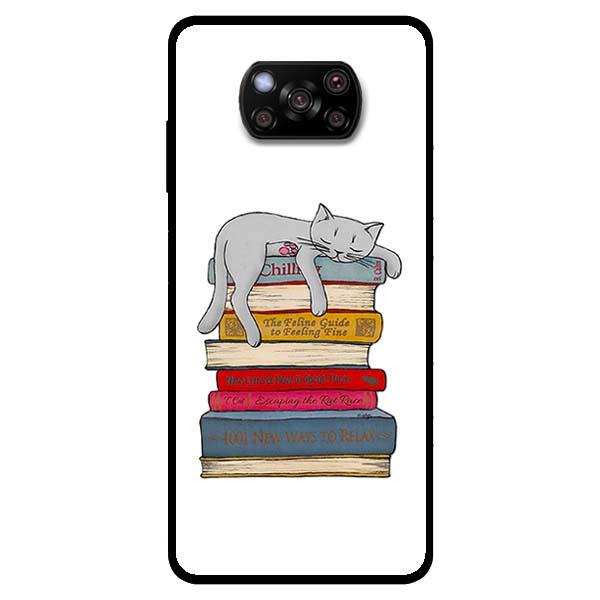 Ốp lưng dành cho Xiaomi Poco X3 - Mèo Ngủ Trên Sách
