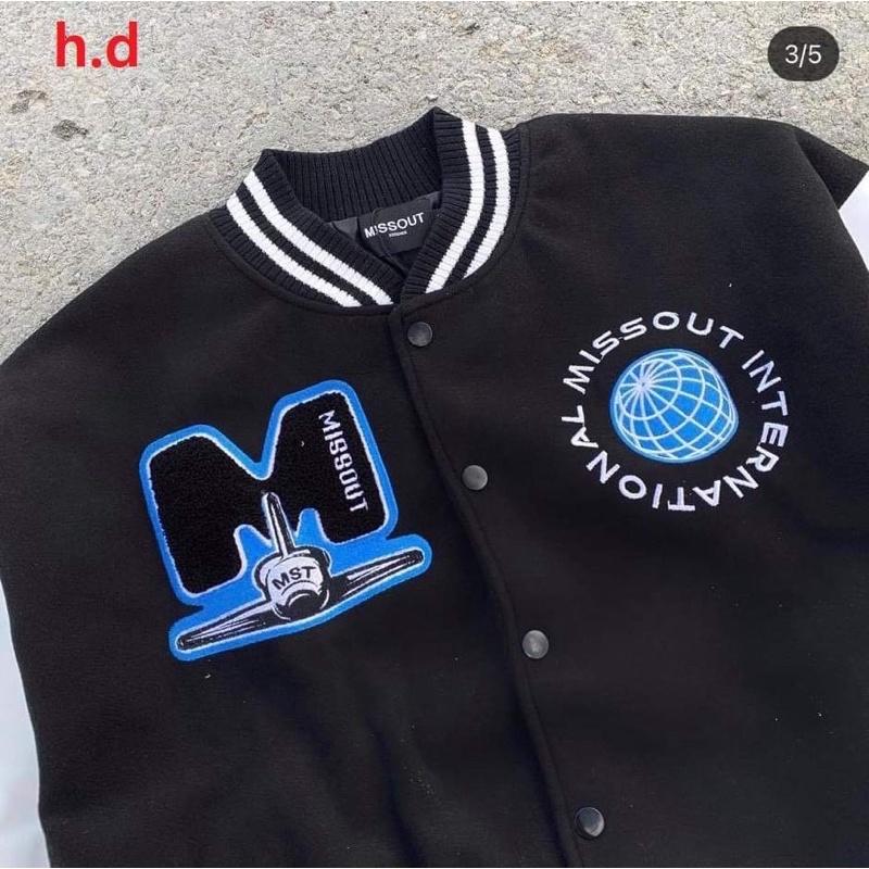 Áo khoác bomber M Miss tay trắng TH6