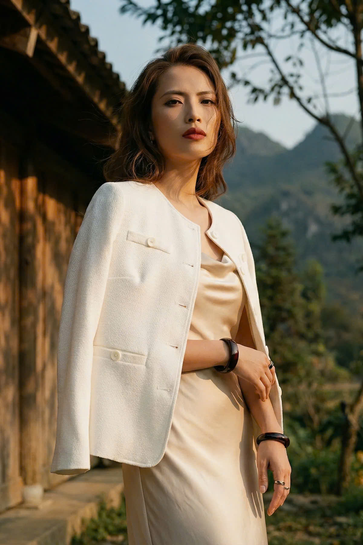 Áo Khoác Jacket Tweed Trắng Hà Giang Top187 thời trang thiết kế Hity