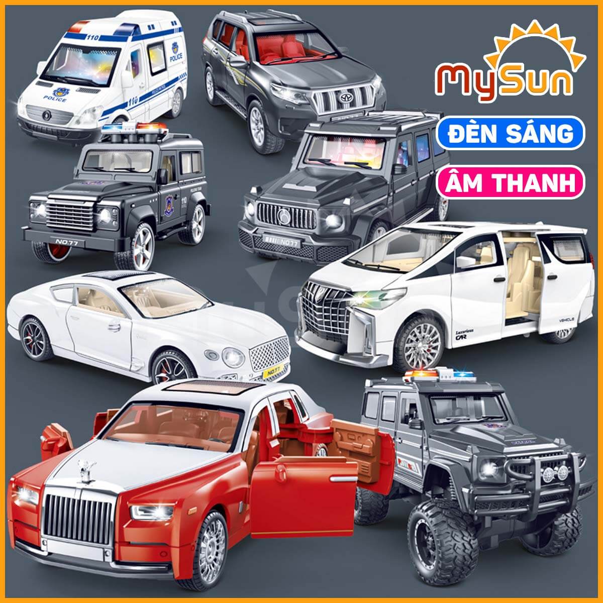 Mô hình xe ô tô Mercedes Rolls Royce G63 Toyota Alphard Bentley đồ chơi mini 1 : 32 có nhạc