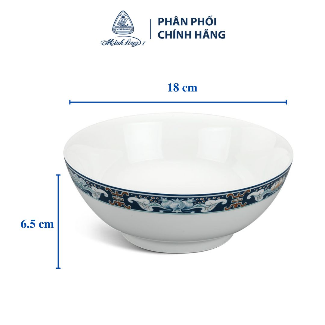 Tô 18 cm – Jasmine – Phước Lộc Thọ - Gốm sứ cao cấp Minh Long