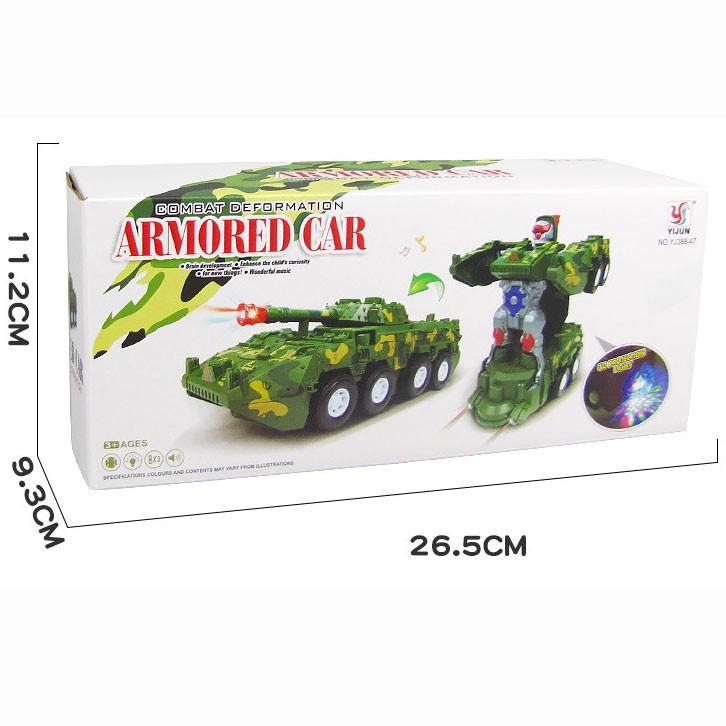 Đồ Chơi Trẻ Em Xe Tăng Biến Hình Robot Tự Động Có Đèn Và Nhạc YJ388 mới nhất 2021