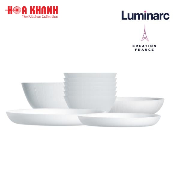 Đĩa Thủy Tinh Luminarc Lines 25cm đựng thức ăn, cường lực, chịu nhiệt - Bộ 3 đĩa - Q1666