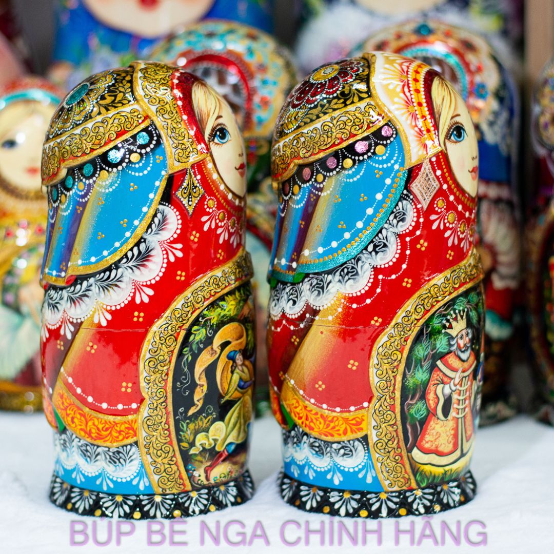 BỘ BÚP BÊ NGA MATRYOSHKA 5 LỚP 20CM CAO CẤP KHẮC CHẠM NỔI HOA VĂN "PHƯỢNG HOÀNG LỬA" CỰC ĐẸP VÀ SANG TRỌNG