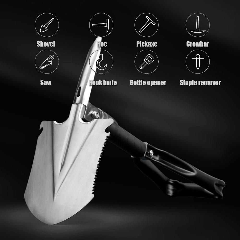 NexTool Multi-Function Folding Shovel Eight Functions 8-In-1 Tools Foldable Shovel Hoe Pickaxe Crowbar Bottle Opener Saw