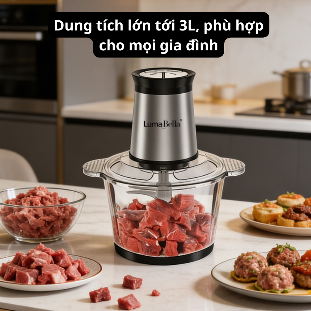 Máy xay thịt đa năng Lumabella LB-56011 công suất 800W, 4 lưỡi dao dễ dàng xay nhuyễn mọi thực phẩm - BẢO HÀNH 12 THÁNG - DELIYA - HÀNG CHÍNH HÃNG