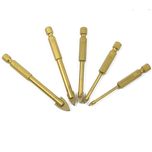 Bộ 5 Mũi Khoan Tam Giác Mạ Titan Khoan Tường - Thủy Tinh - Bê Tông Đa Chức Năng