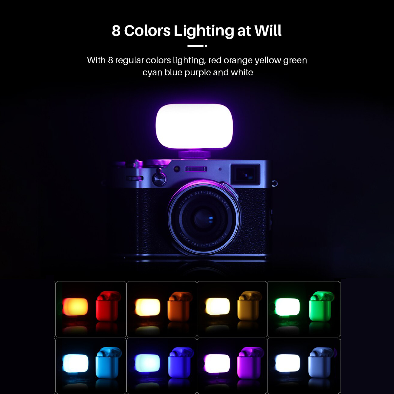 Ulanzi VL15 RGB - Đèn LED 8 Màu Siêu Nhỏ Gọn Cho Điện Thoại, Máy Ảnh DSLR, Gopro - Hàng Chính Hãng