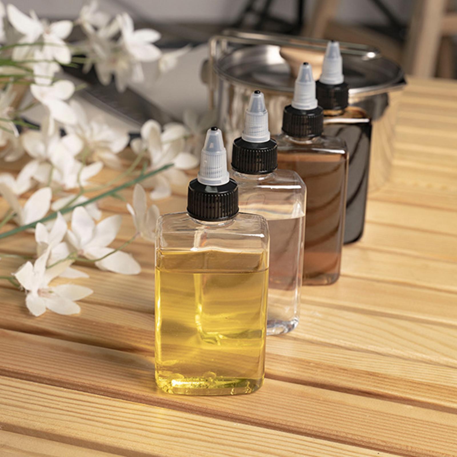 Oil and Vinegar Bottle Set 3 Pack 100ml Olive Oil Dispenser Bottles Liquid, Dressings Plastic Containers Leakproof Lids Non Drip Spout Easy Fill