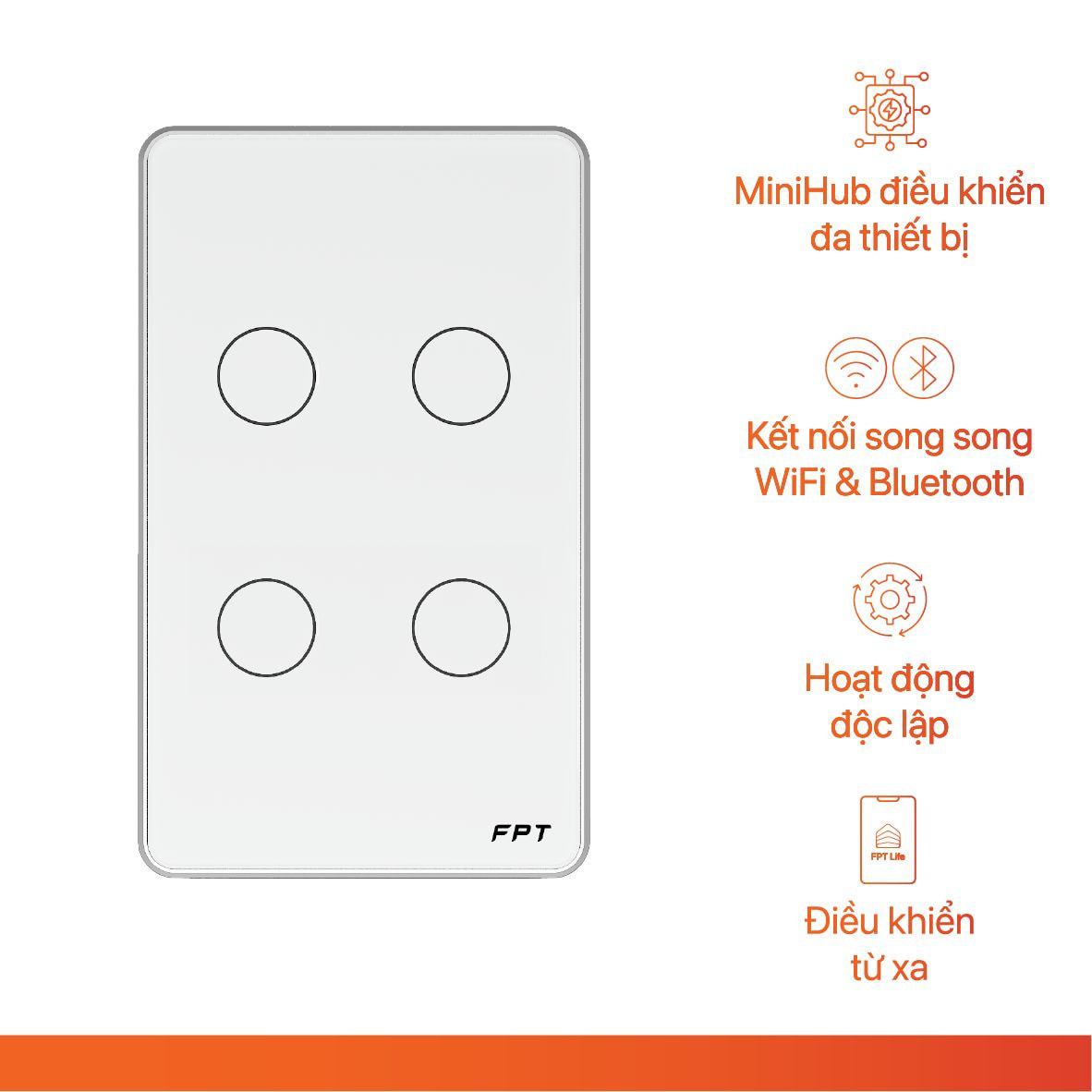 Công Tắc Thông Minh Kết Nối Wifi FPT Leto, Hub (Hàng Chính Hãng)