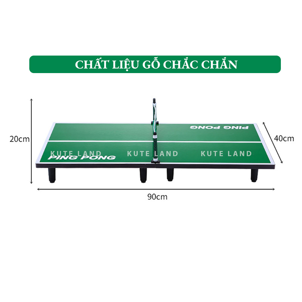 Bàn bóng bàn cỡ lớn 90x40x20 cm gấp gọn đầy đủ dụng cụ lưới, vợt tặng kèm 2 quả bóng bàn