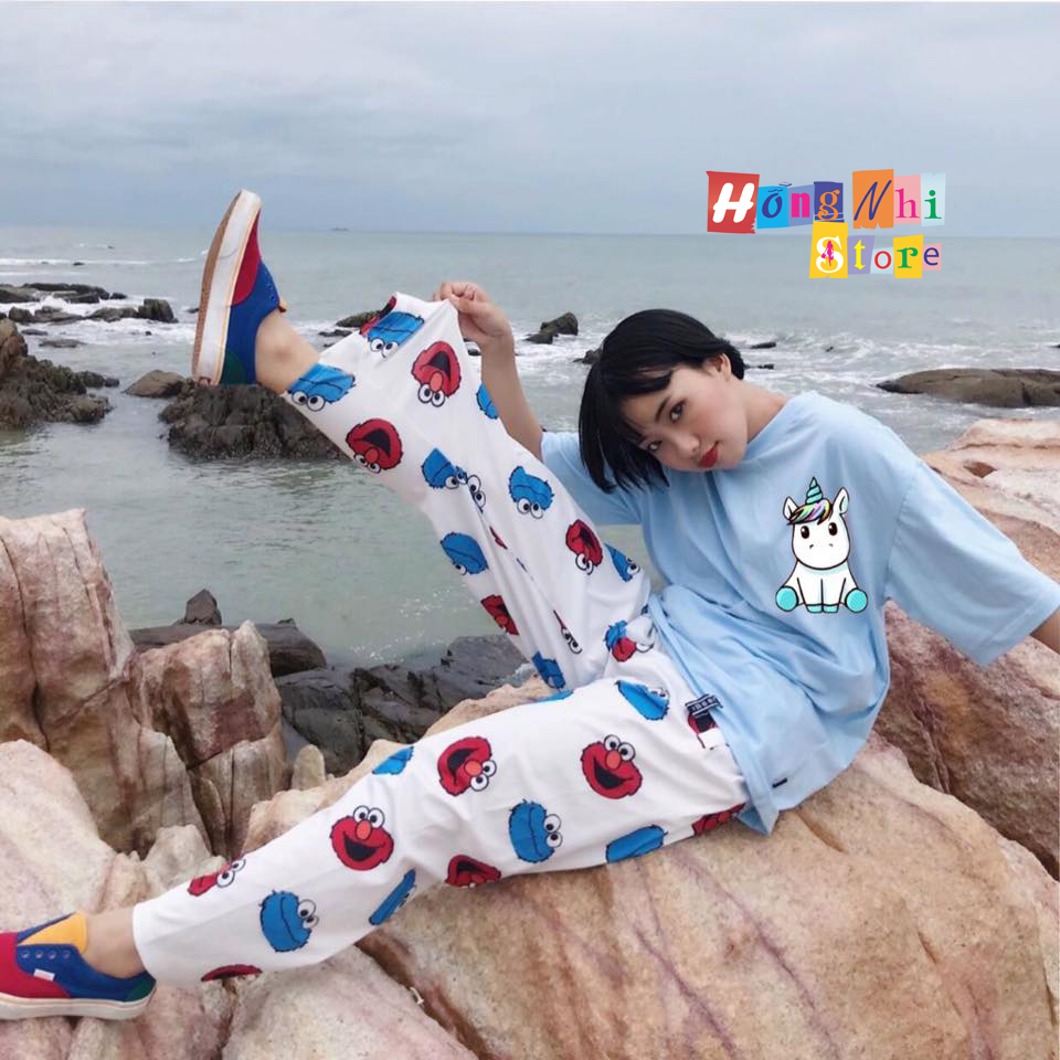 Quần Hoạt Hình Dài Ống Rộng Kawaii Cartoon Pant Oversize Ulzzang Unisex - MM