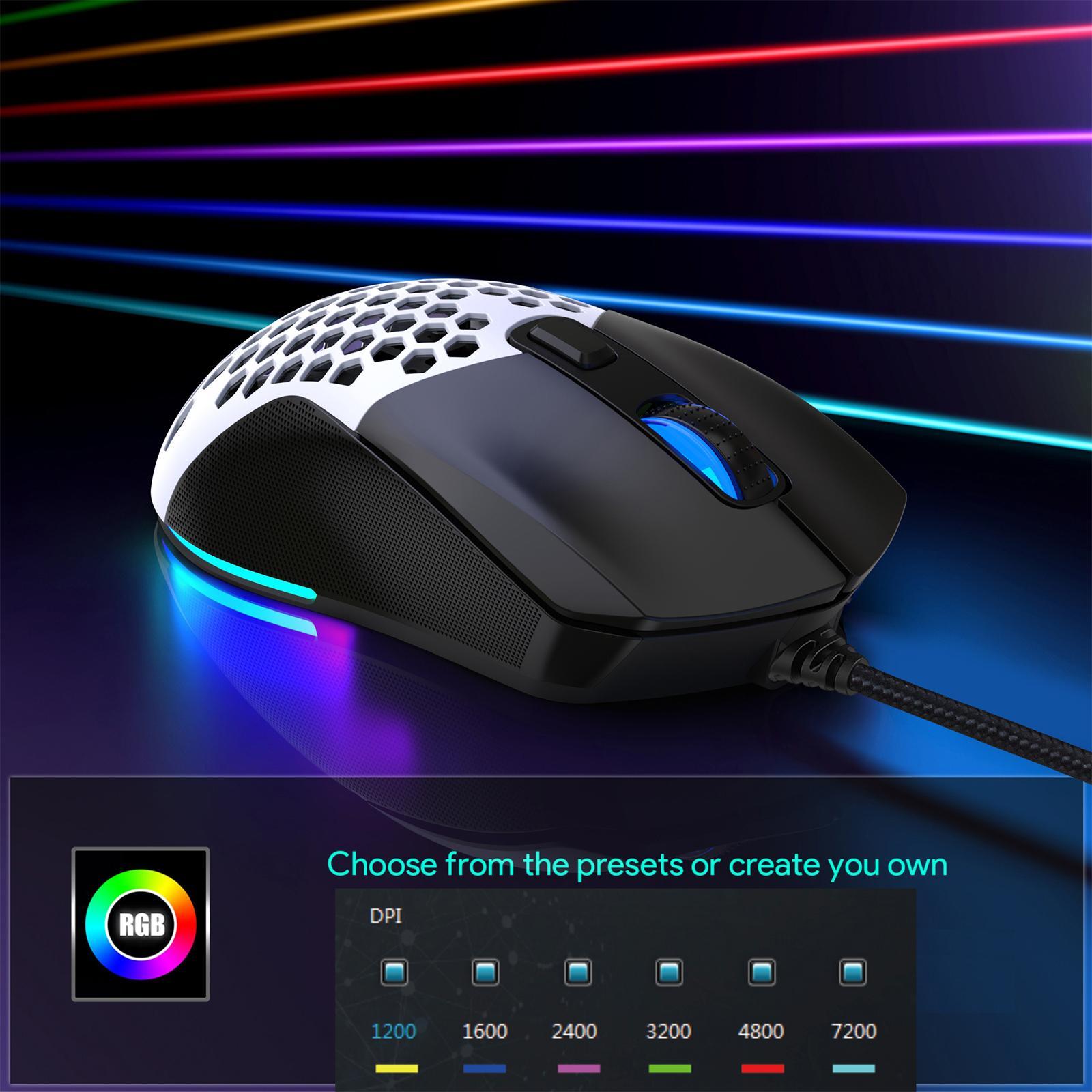 Wired Gaming Mouse Colorful LED Lights Ergonomic for Laptop Notebook PC