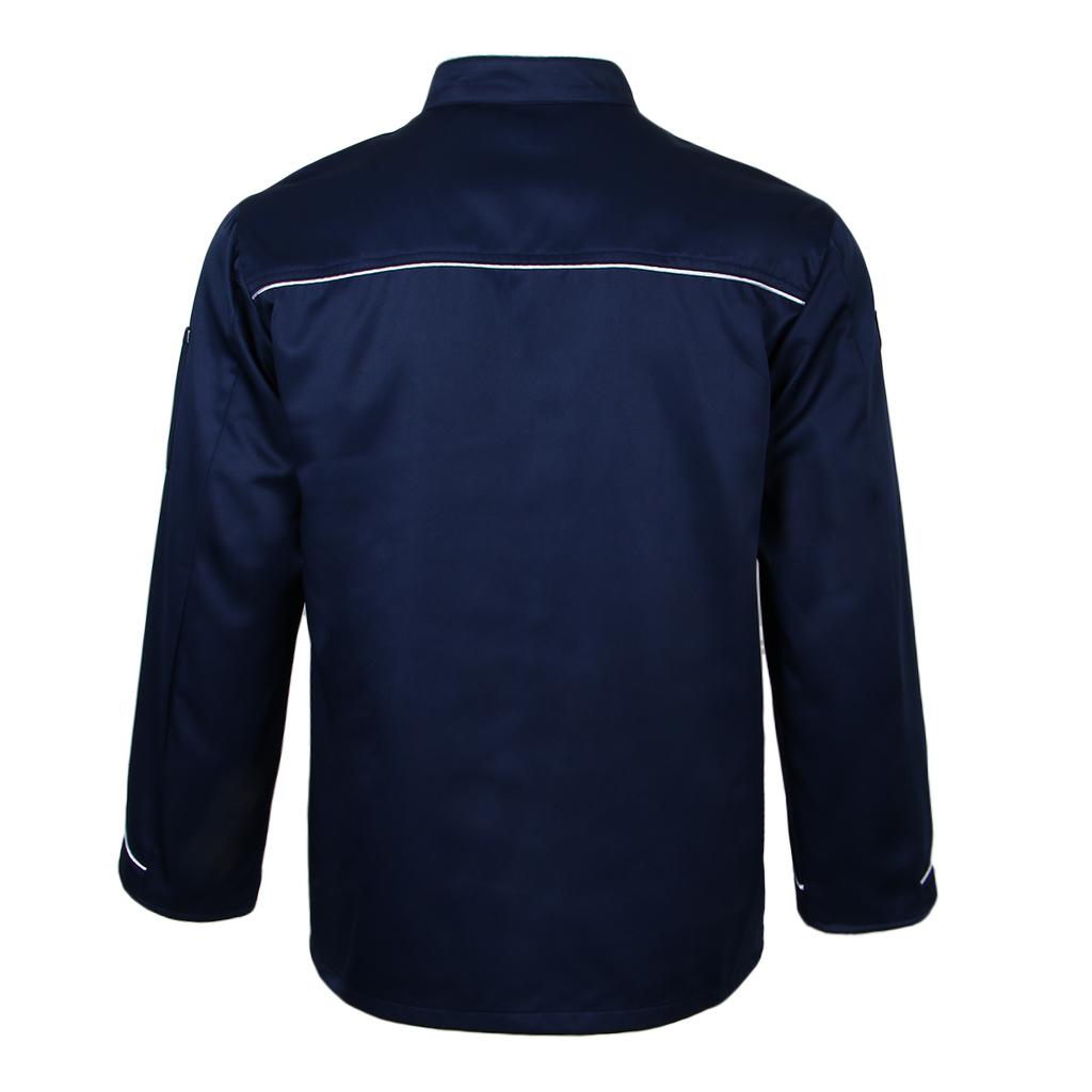 Men Women Piping Chef Jacket Coat Uniform Long Sleeve Hotel Kitchen Apparel Tops