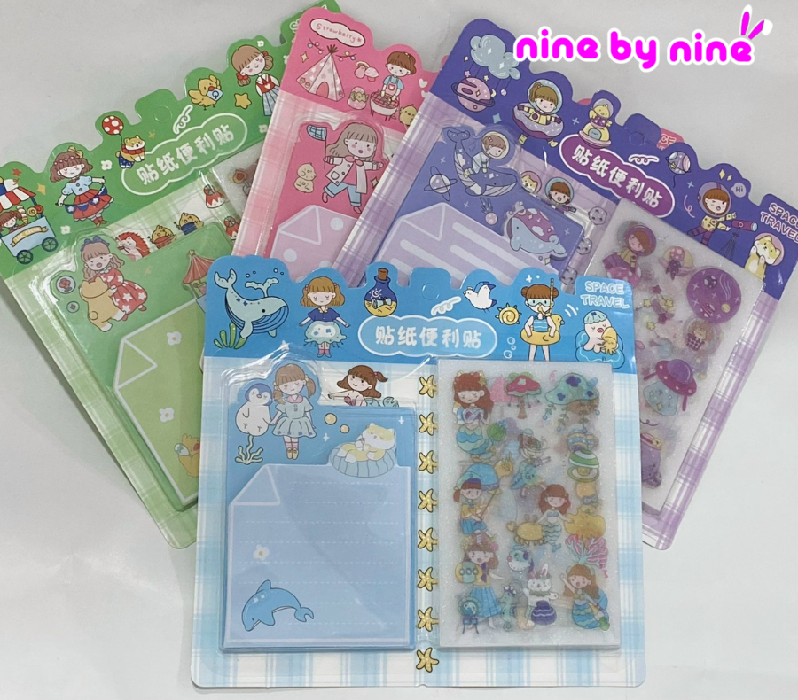 Combo sticker kèm giấy note xinh xắn