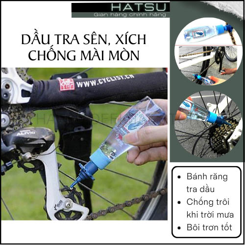 Dầu Tra Xích, Sên, Líp Xe Đạp Thể Thao Cao Cấp - Có Đầu Tra Chống Rò Rỉ - 60ml