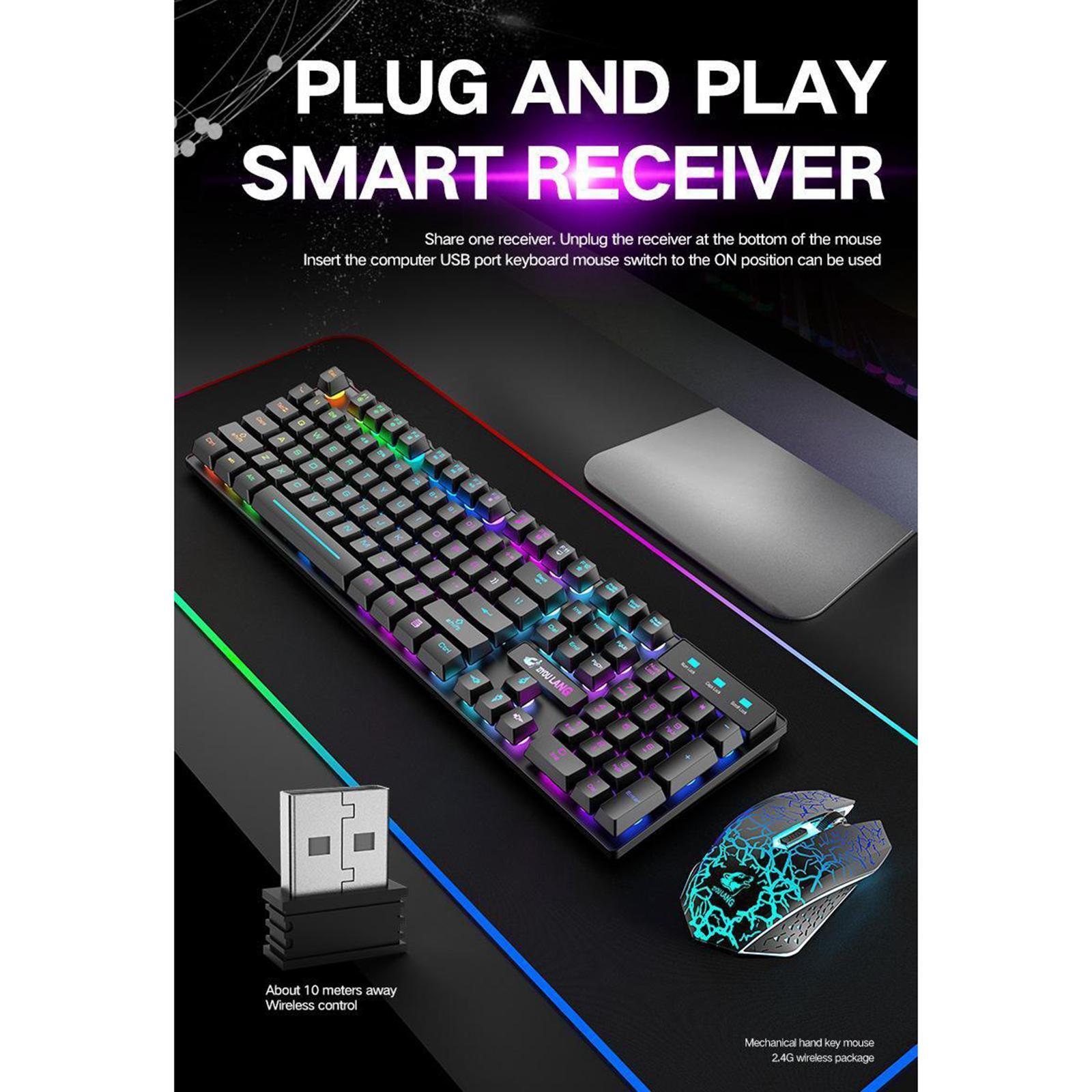 Wireless Keyboard & Mouse Set for Windows 10 PC with 2400dpi Sensor Black