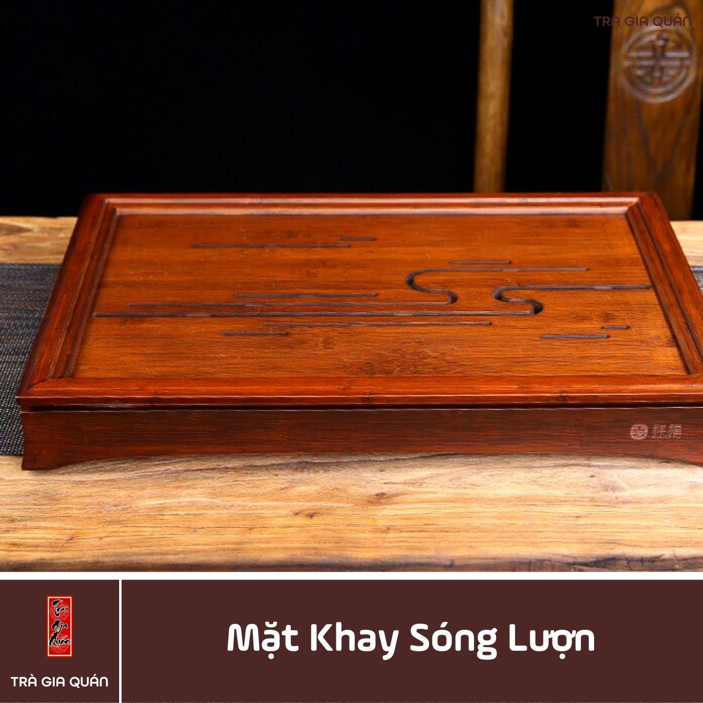 Khay Trà Tre Cao Cấp Lượn Chữ Nhật Kích Thước 50*29*6.3 KT 02