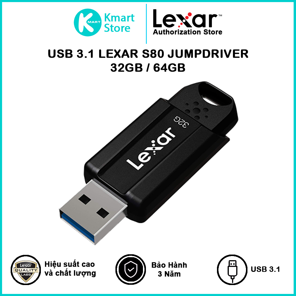 USB 3.1 Lexar S80 JumDrive 32GB / 64GB - Hàng Chính Hãng