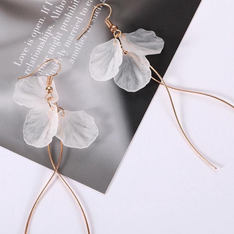 1 Đôi Bông Tai Dài Hình Cánh Hoa Bằng Kim Loại Thời Trang Cho Nữ