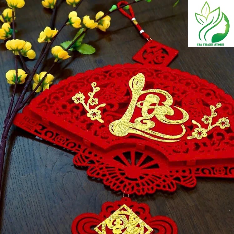 Dây Treo Trang Trí Tết Hình Quạt , Liễn Khánh Trang Trí Nhà Cửa, Dây Treo Chữ Chất Liệu Nhung Đẹp Bền Chúc Mừng Năm Mới 2025