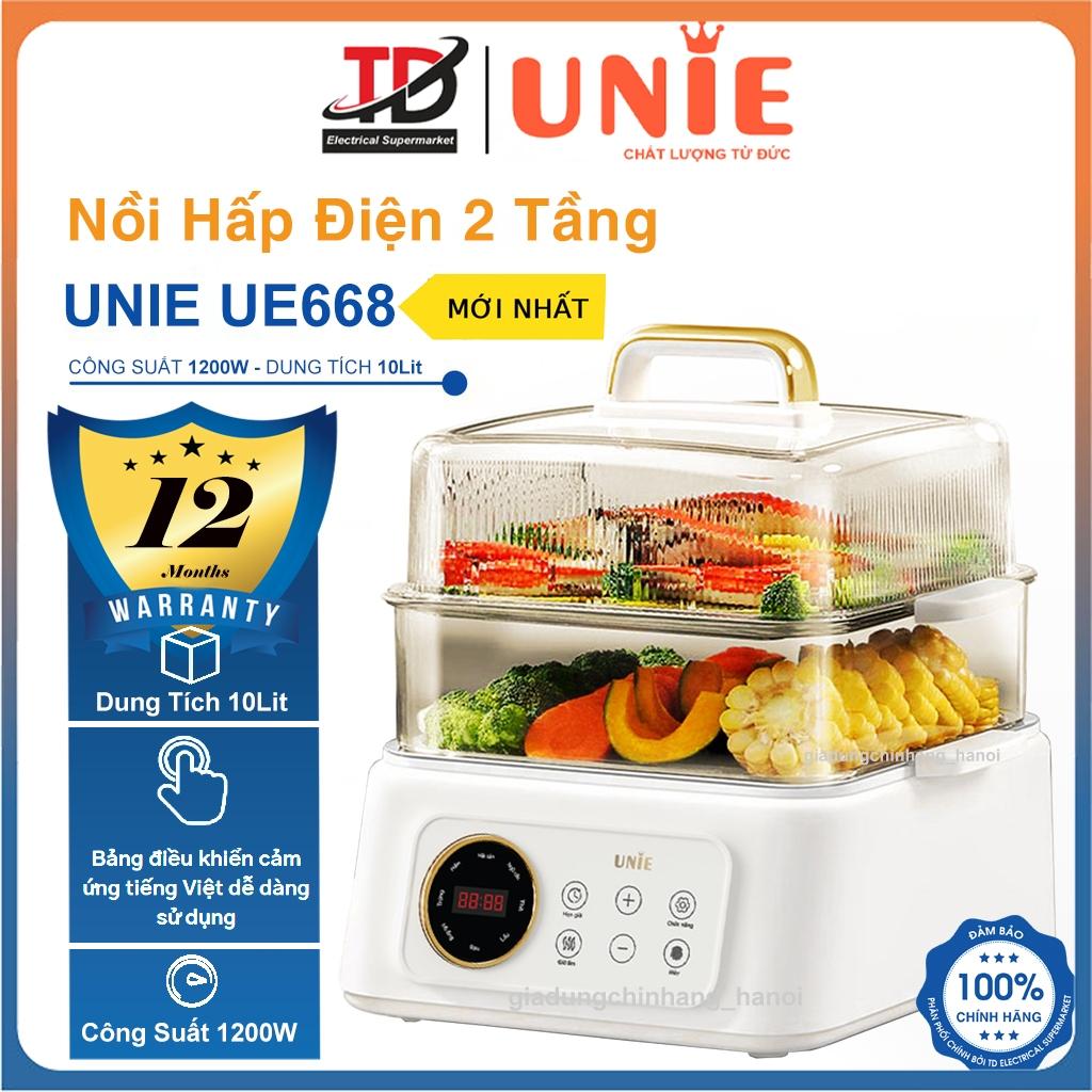 Nồi Lẩu Hấp Đa Năng UNIE UE668, Lòng Nồi Ceramic 2 Tầng Hấp, Hàng Chính Hãng