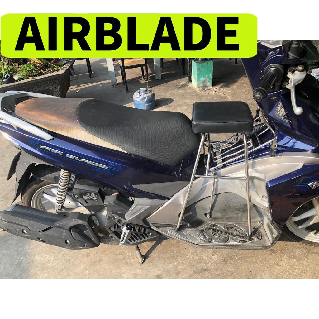 Ghế đi xe air blade , pcx , impluse , freego cho bé yên nệm , GHẾ ĐÔN GA AB INOX YÊN NỆM ĐEN